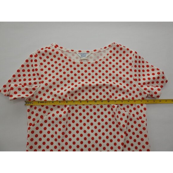 Vintage Sears Red White Polka Dot Top Sz 14 M Blouse Retro SS Rockabilly 60s - Picture 6 of 8